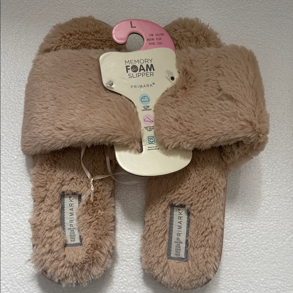 Primark Brown Plush Memory Foam Slippers